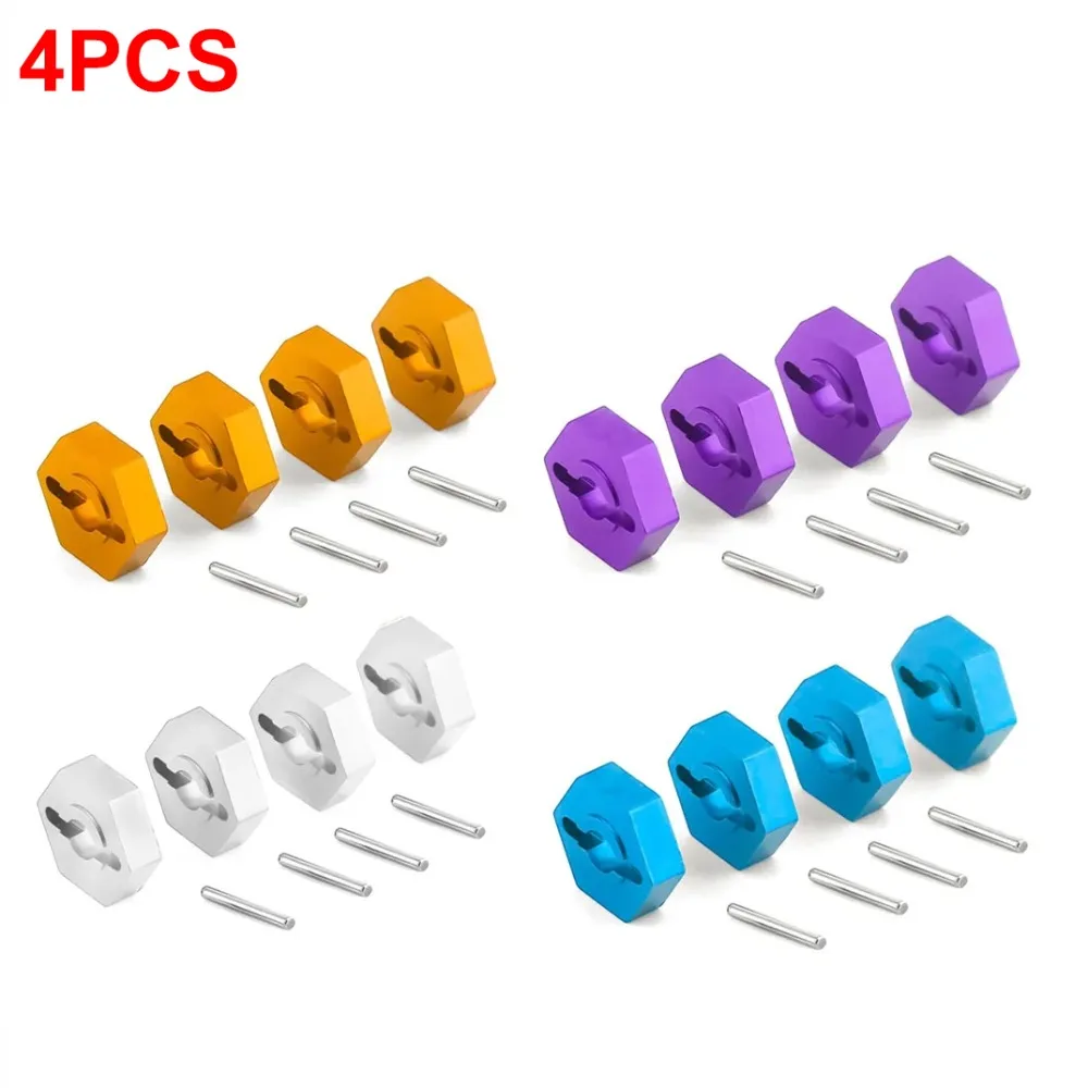 Adaptador de cubo de rueda HSP RC, tuerca hexagonal de 12MM, pines de aluminio, bujes de transmisión para coche 4WD RC Himoto, 4 piezas, 1/10, actualización 102042, 02100 - imagen 2