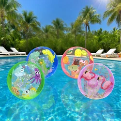 Pelota de playa inflable transparente con rayas coloridas para piscina