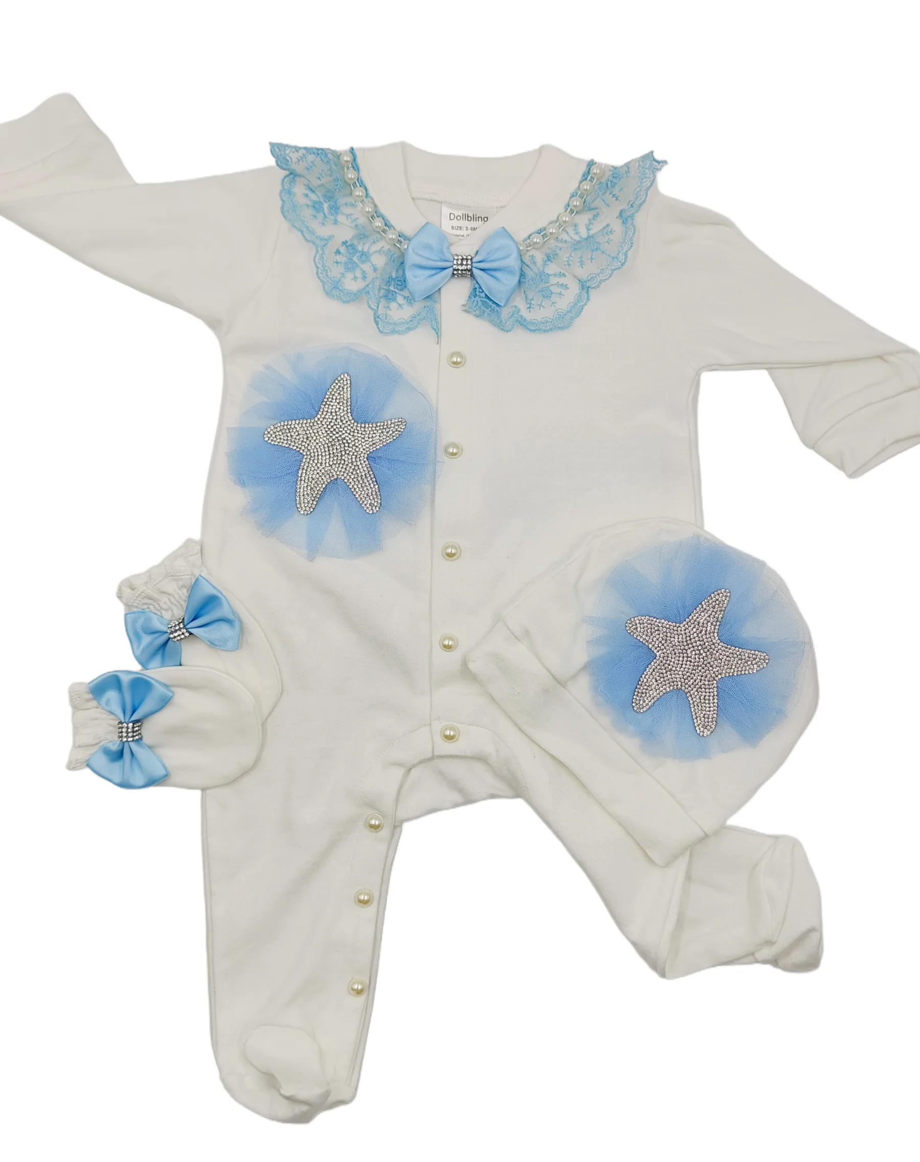 Diseño de Turquía anuncio de embarazo bienvenida a casa bebé joyería Unisex corona Bling Ocean Star mameluco traje Onesie 3 unids/set