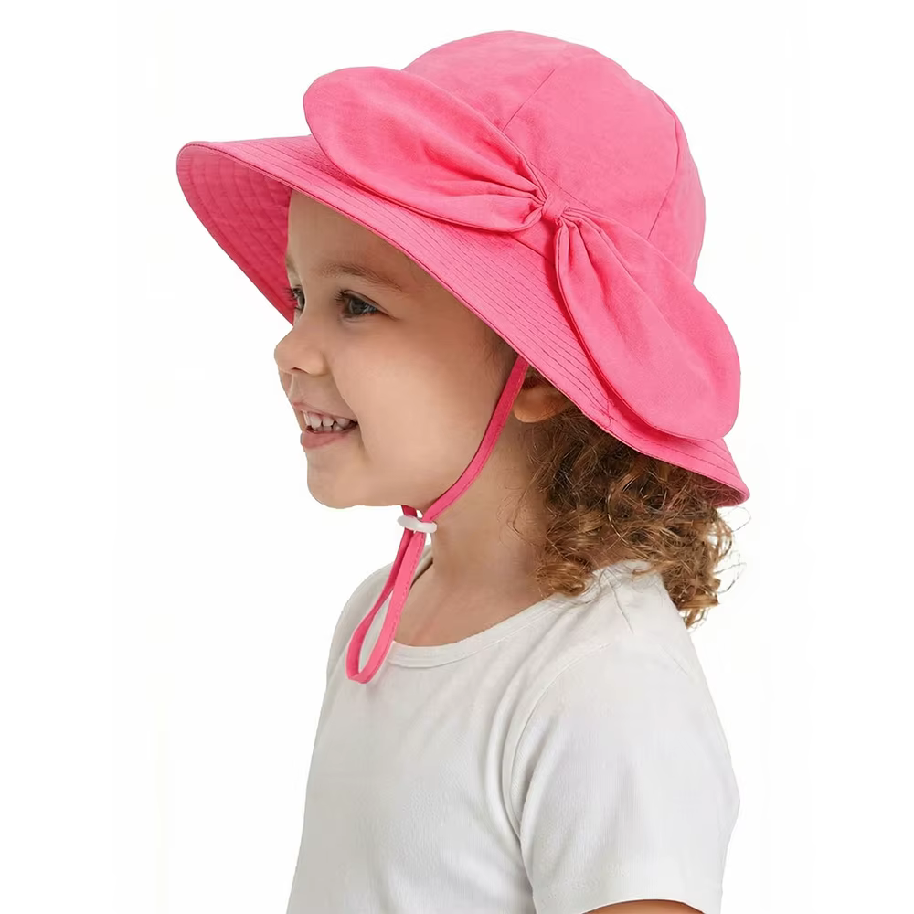 Gorra de sol infantil con lazo – Ala ancha estilo Panamá - imagen 4
