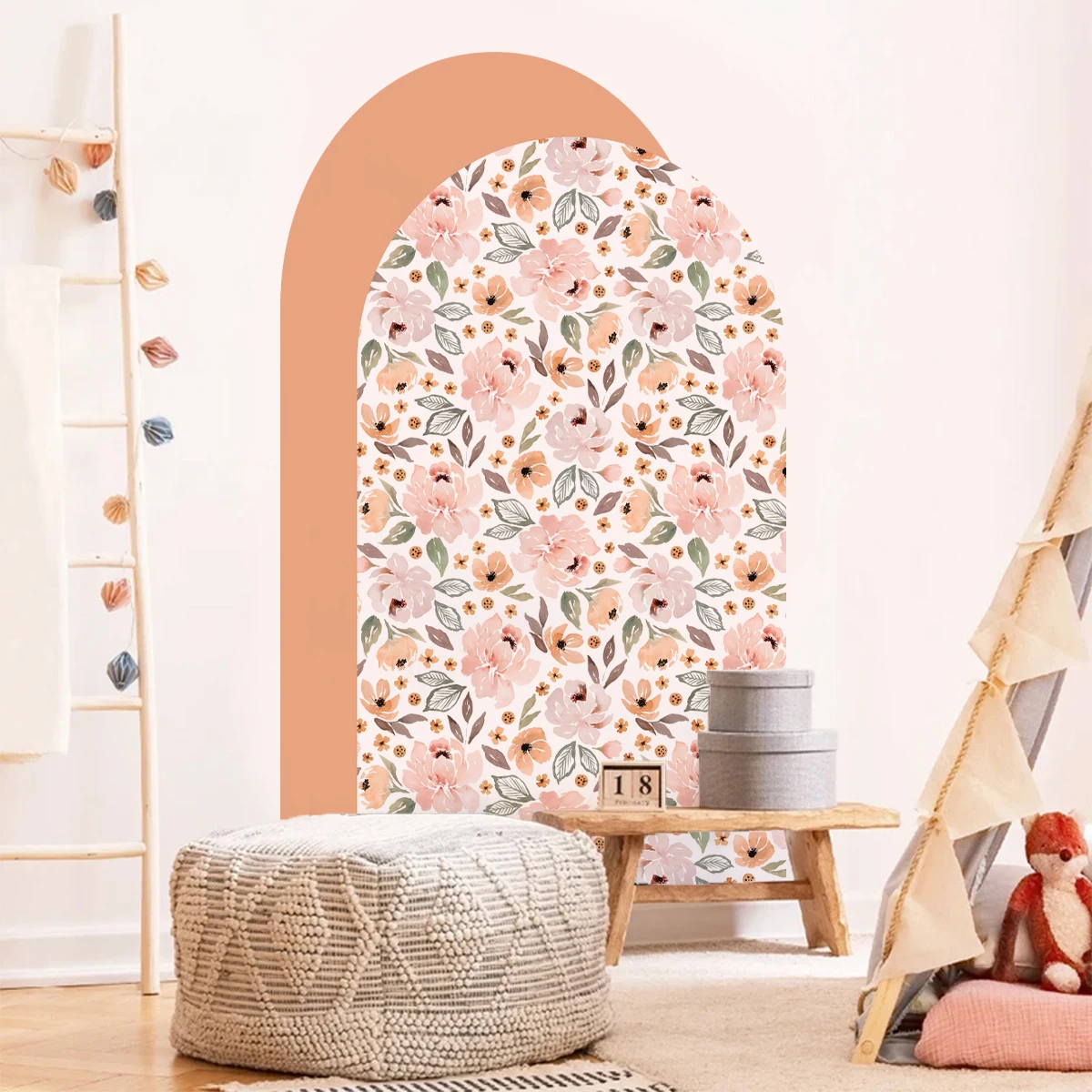 Papel tapiz bohemio floral autoadhesivo para habitación infantil - imagen 3