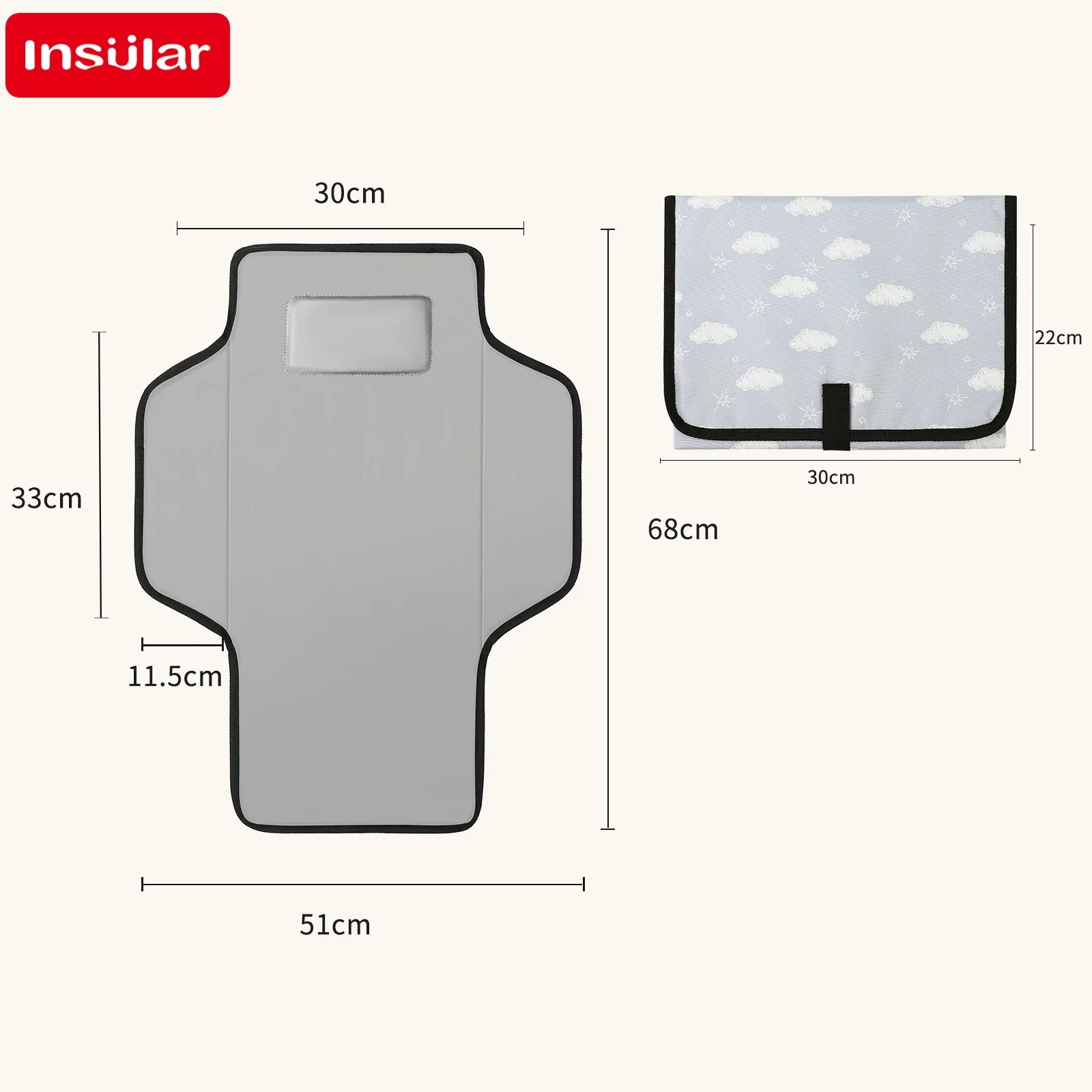 INSURAL Alfombrilla Cambiador Bebé Plegable Impermeable - imagen 2