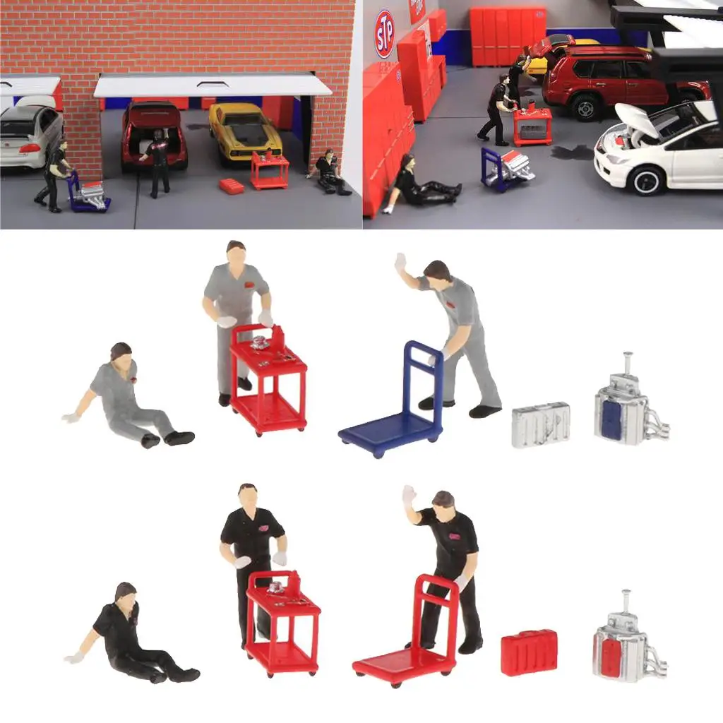 2Sets 1:64 Diorama Figures Character Resin Model Layout Decor