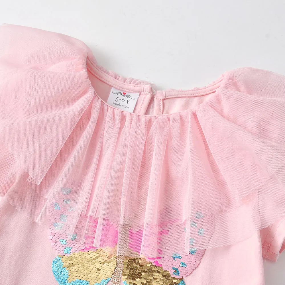 DXTON Camiseta infantil de manga corta con apliques de mariposa - imagen 3