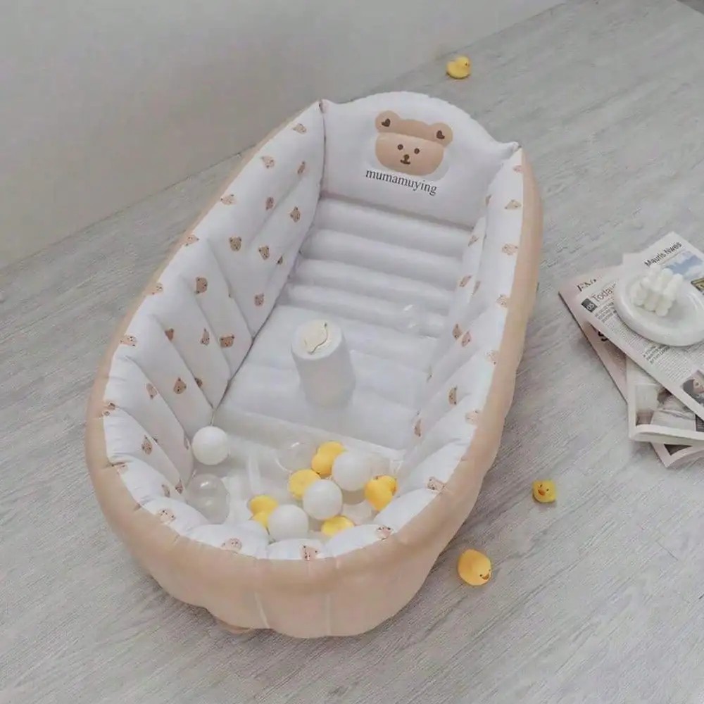Bañera inflable portátil para bebé, bañera de viaje antideslizante, Mini piscina de aire, bañera de ducha plegable gruesa para niño - imagen 4