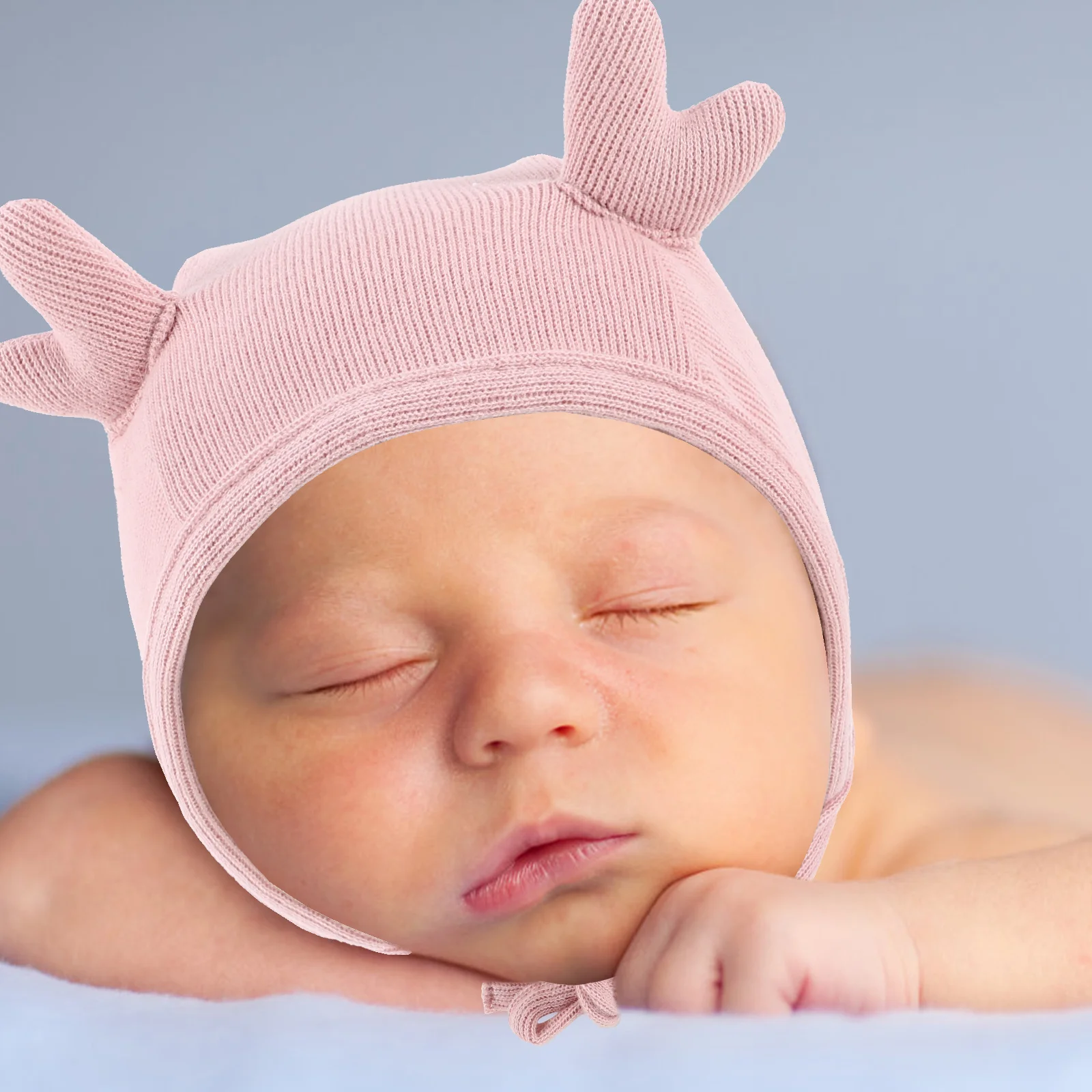 Gorro de punto para bebé recién nacido, gorro suave y cálido para bebé, gorros de invierno elásticos y acogedores de 49cm, bonito gorro para bebé para niños y niñas - imagen 2