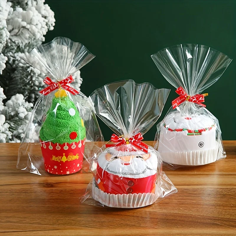 Toallas navideñas para modelado de pasteles, toallas de mano, Papá Noel, muñeco de nieve, árbol de Navidad bordado, decoración del hogar, cocina, baño interior - imagen 4