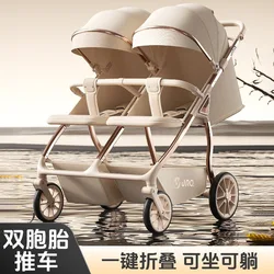 El cochecito se puede sentarse y tumbarse y plegar ligeramente para carritos de bebé recién nacidos de 0 a 3 años.