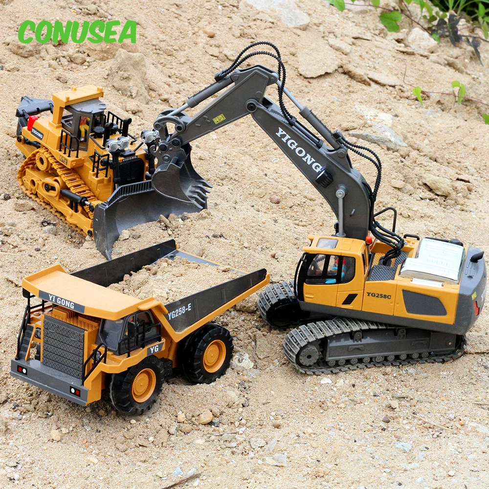 Excavadora radio control con orugas y volquete para niños - imagen 5