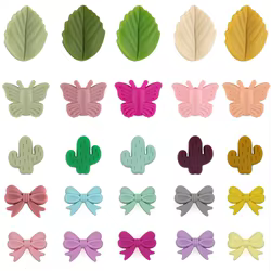 Cuentas de silicona infantiles para bisutería DIY (lazo, cactus, mariposa)