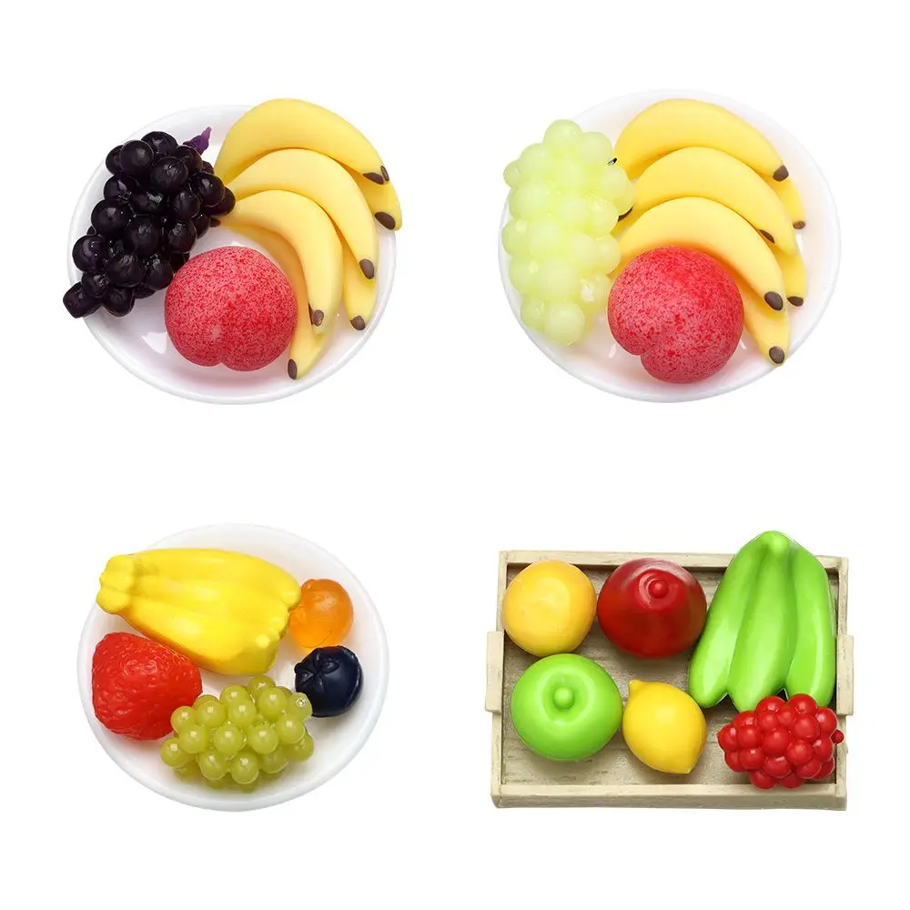 Mini simulación de frutas y verduras artificiales, casa de muñecas, cesta de bambú vegetal, accesorios en miniatura para niños, 1:12