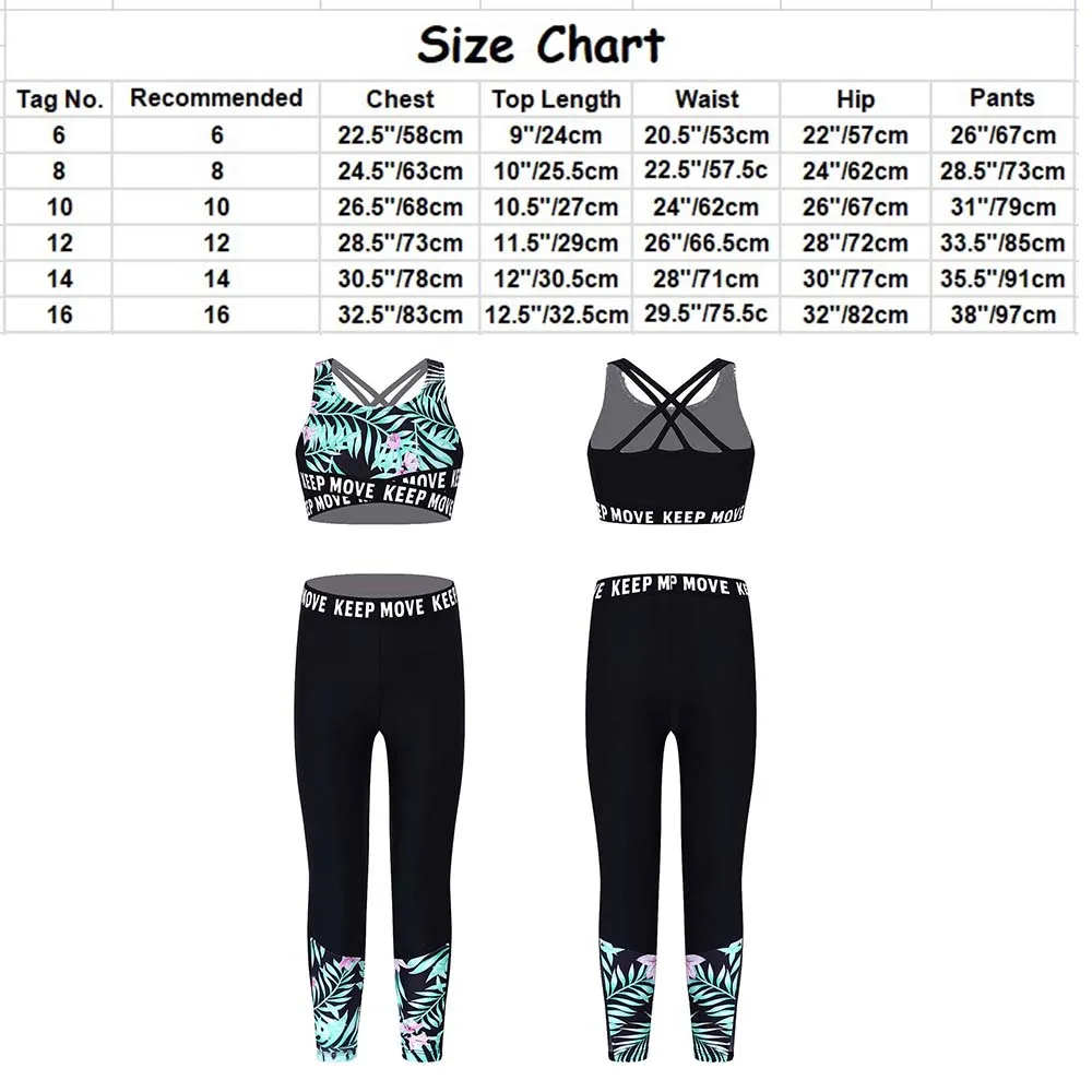 Ropa deportiva de verano para niñas, conjunto de pantalones con espalda cruzada y estampado Floral, chándales, traje de entrenamiento sin costuras, traje de gimnasia y Fitness - imagen 5