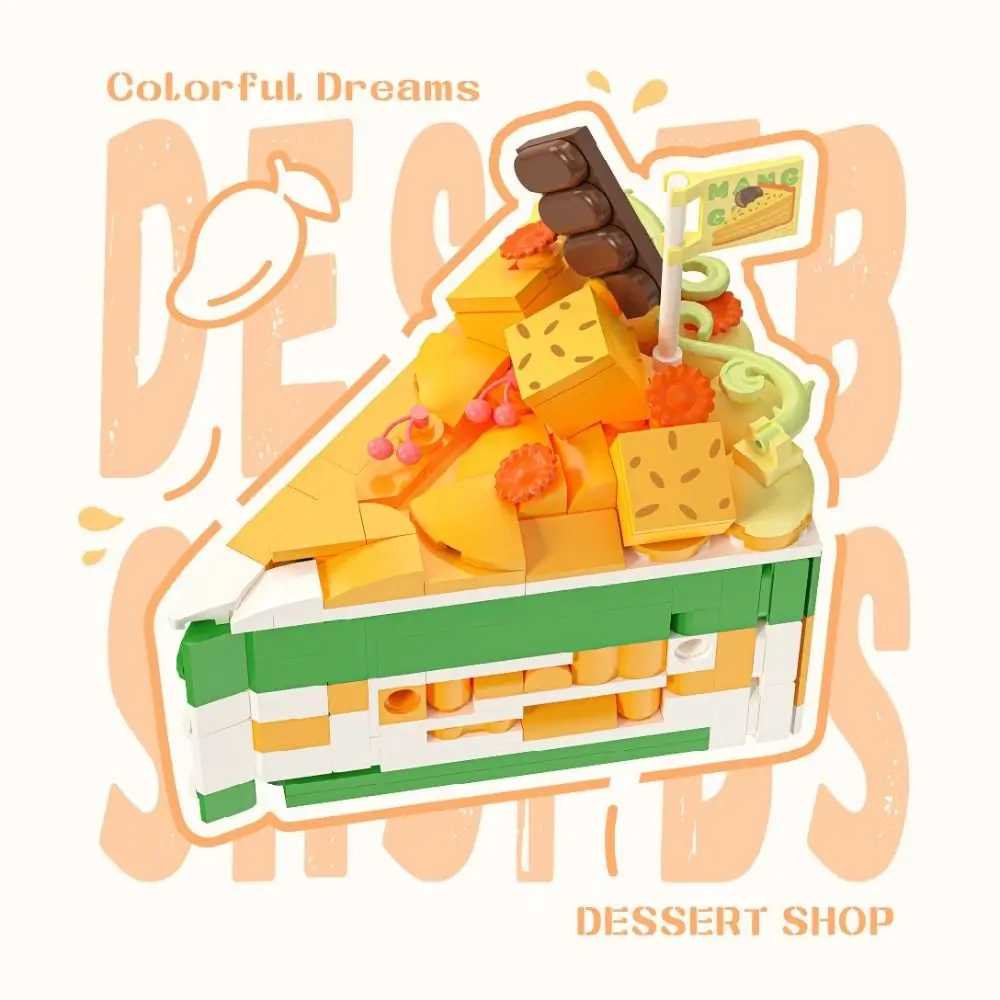 Bloques de construcción con patrón de postre, modelo de pastel dulce de plástico, juguete de ensamblaje DIY, juguete educativo, juguete de ladrillo de construcción, regalos de vacaciones