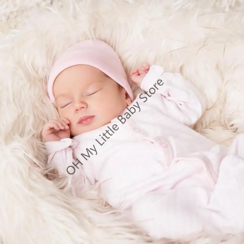 M76C Juego 4 gorros elásticos para recién nacidos y manoplas para bebé a prueba arañazos, bordes elásticos suaves, para - imagen 2