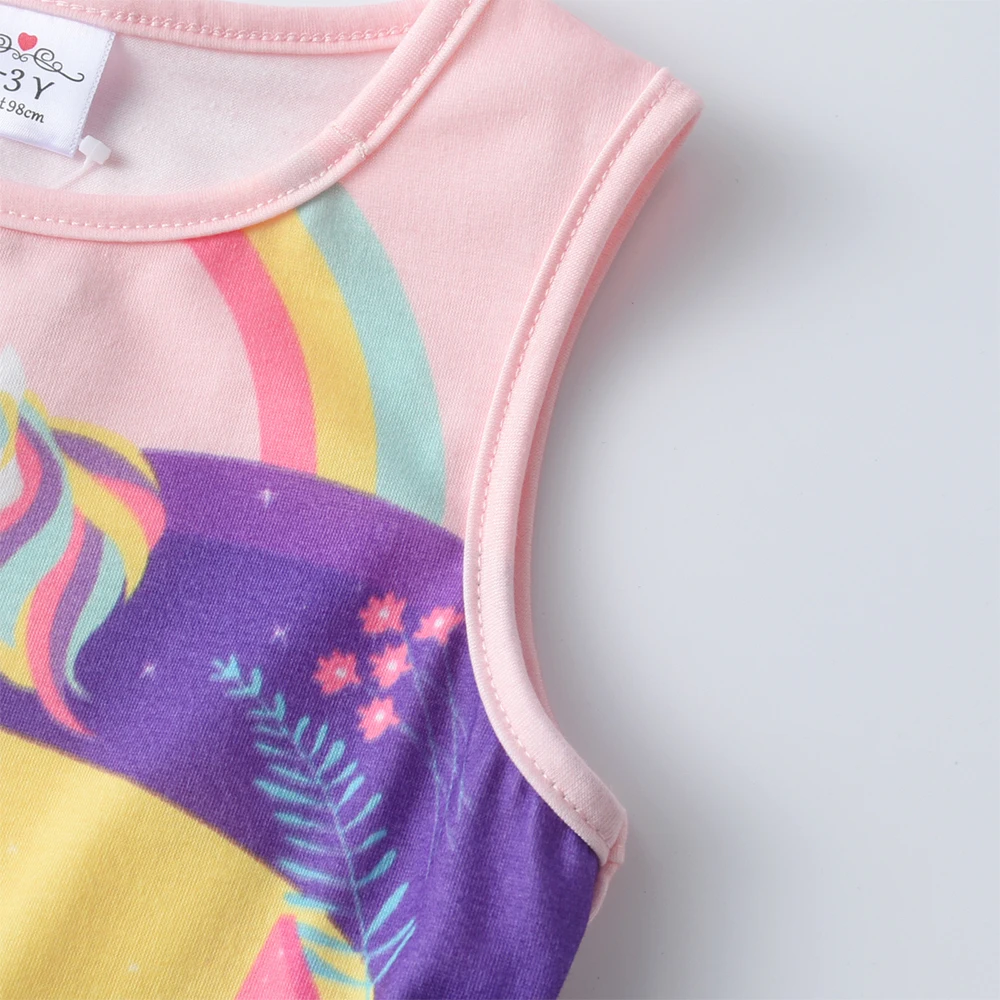 Dxton vestido princesa sin mangas – Estampado arcoíris para niña - imagen 3