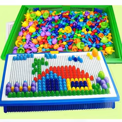 296 unids/set caja de cuentas de uñas de setas de grano, juegos de rompecabezas 3D inteligentes, tablero de rompecabezas para niños, juguetes educativos