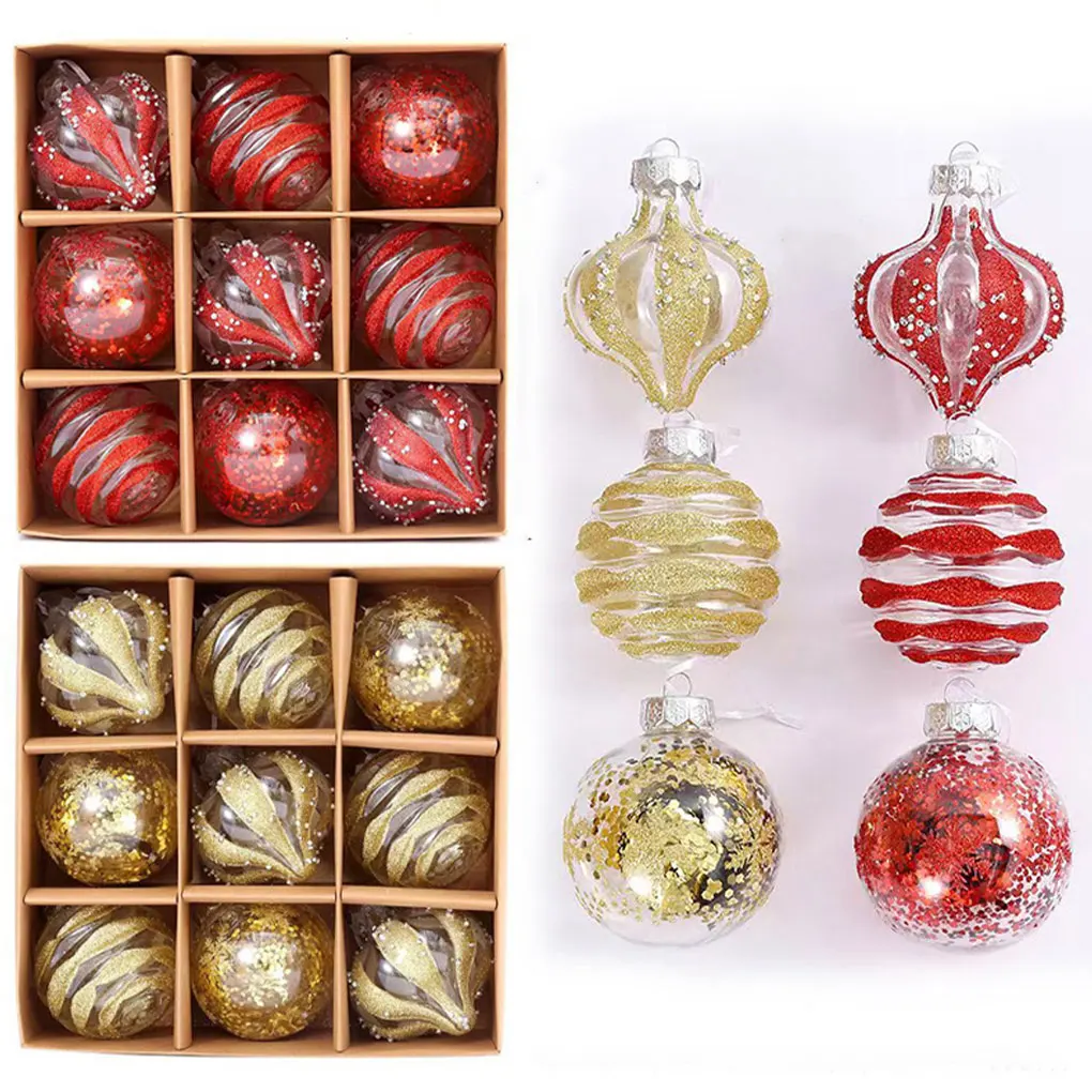 9 Uds. De bolas de Navidad de 8CM, adornos para árbol de Navidad, colgantes de bolas, decoración de fiesta en casa, decoración navideña de Año Nuevo 2024 - imagen 3