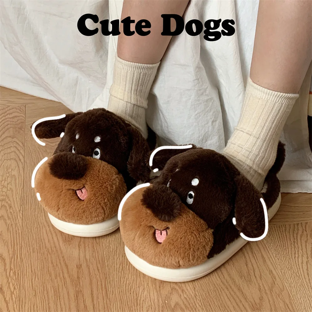 Pantuflas suaves con perro – Zapatillas mullidas invierno - imagen 5