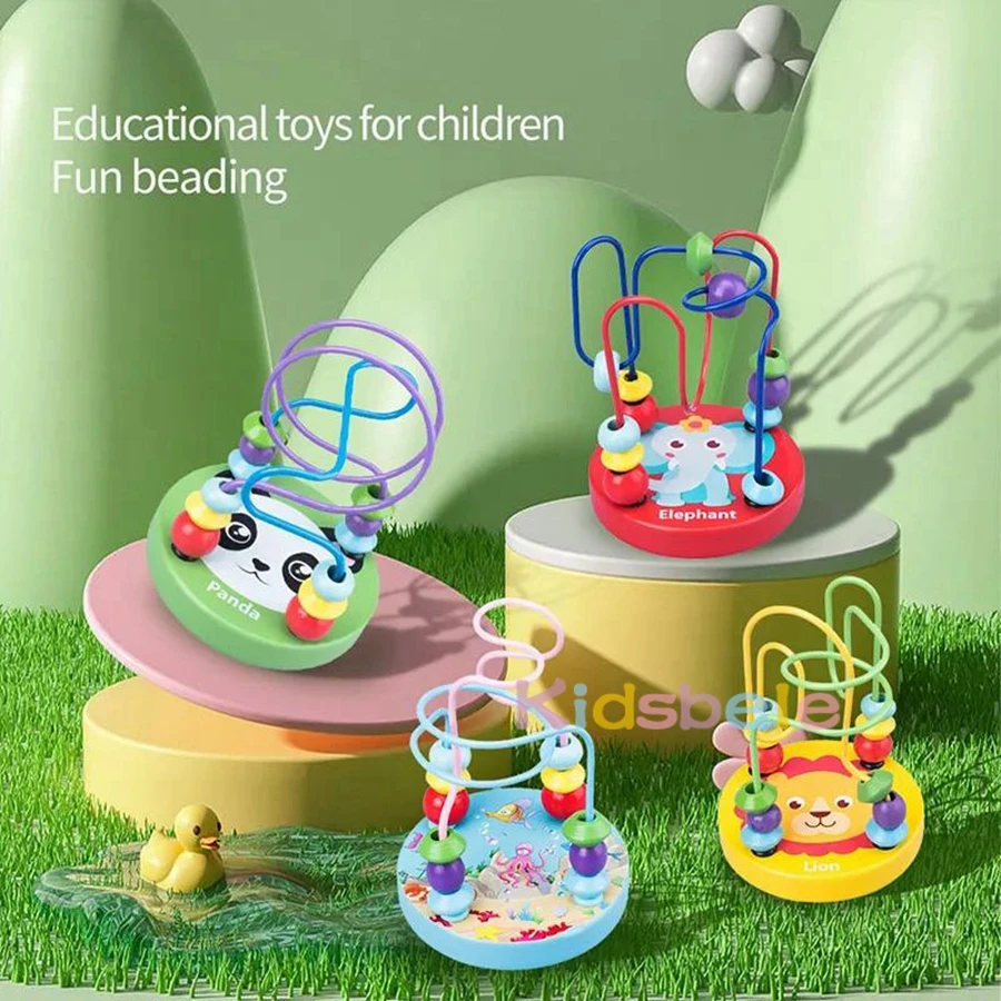 Laberinto de cuentas de madera Montessori: juguete educativo de montaña rusa con alambre para niños pequeños, habilidades motoras finas - imagen 3