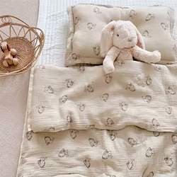 Ropa de cama coreana para bebé, edredón de muselina de algodón, manta con estampado de conejito, colcha de verano para bebés, funda para dormir suave para bebé