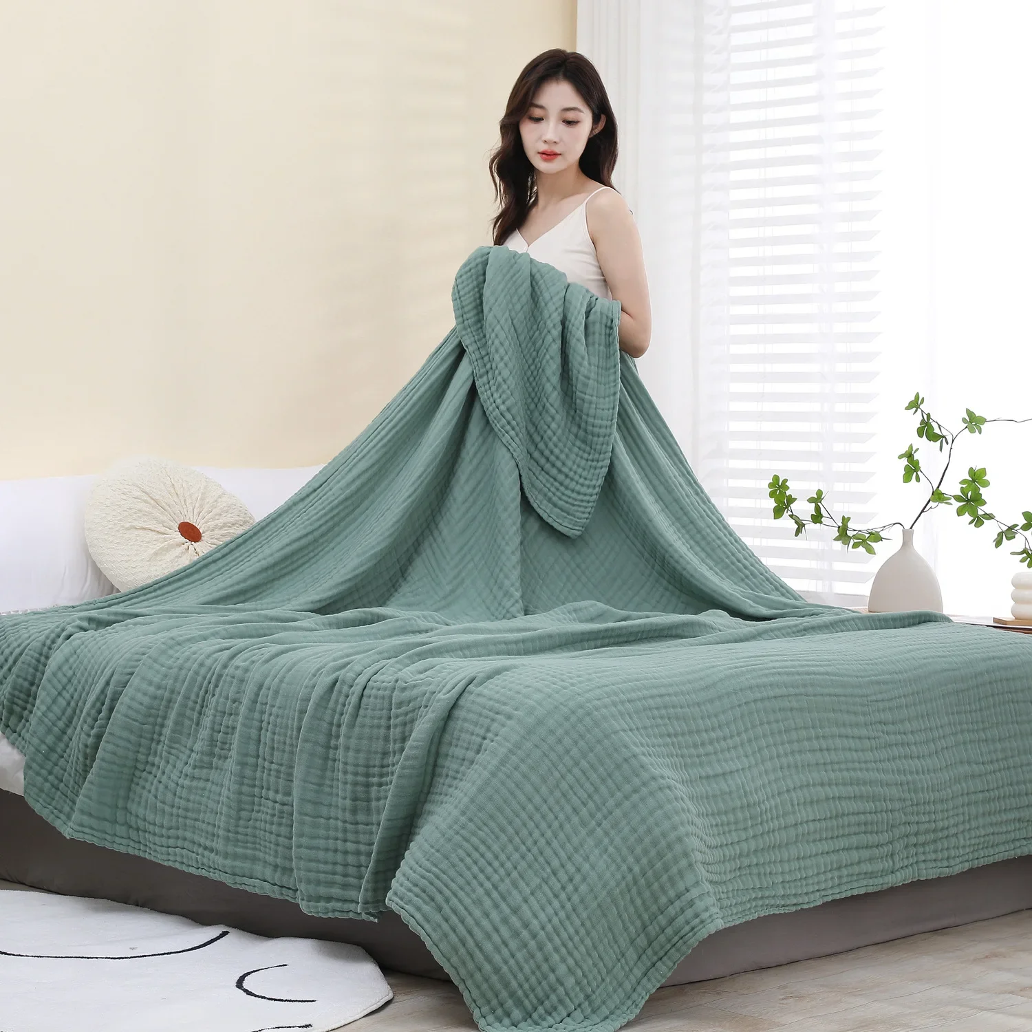Manta de algodón de gasa para bebé, colcha gruesa suave y absorbente para niños, Toalla de baño grande, mantas para siesta, artículos de cama - imagen 5