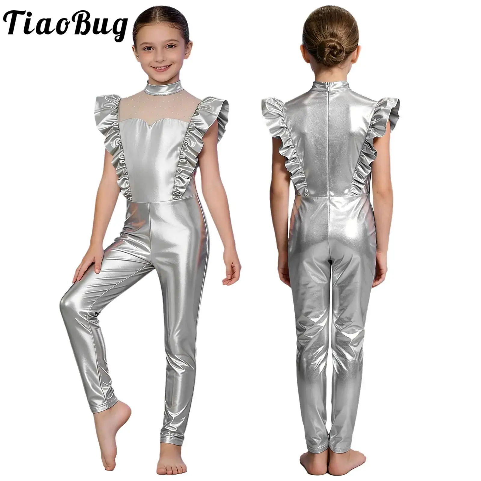 Mono espacial brillante para niñas – Robot con mangas volantes - imagen 3
