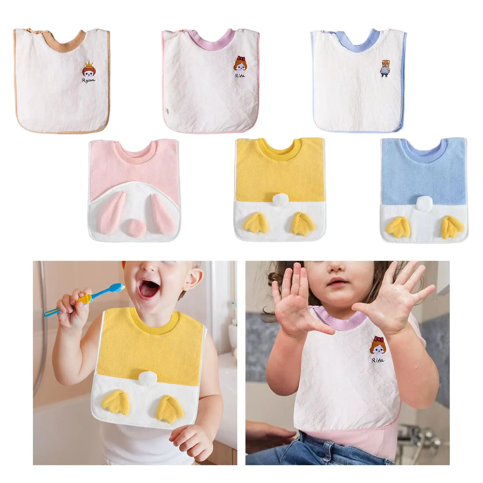 Babero para niños, toallas para Saliva, babero impermeable para cepillar niños sin ropa mojada, fácil - imagen 4