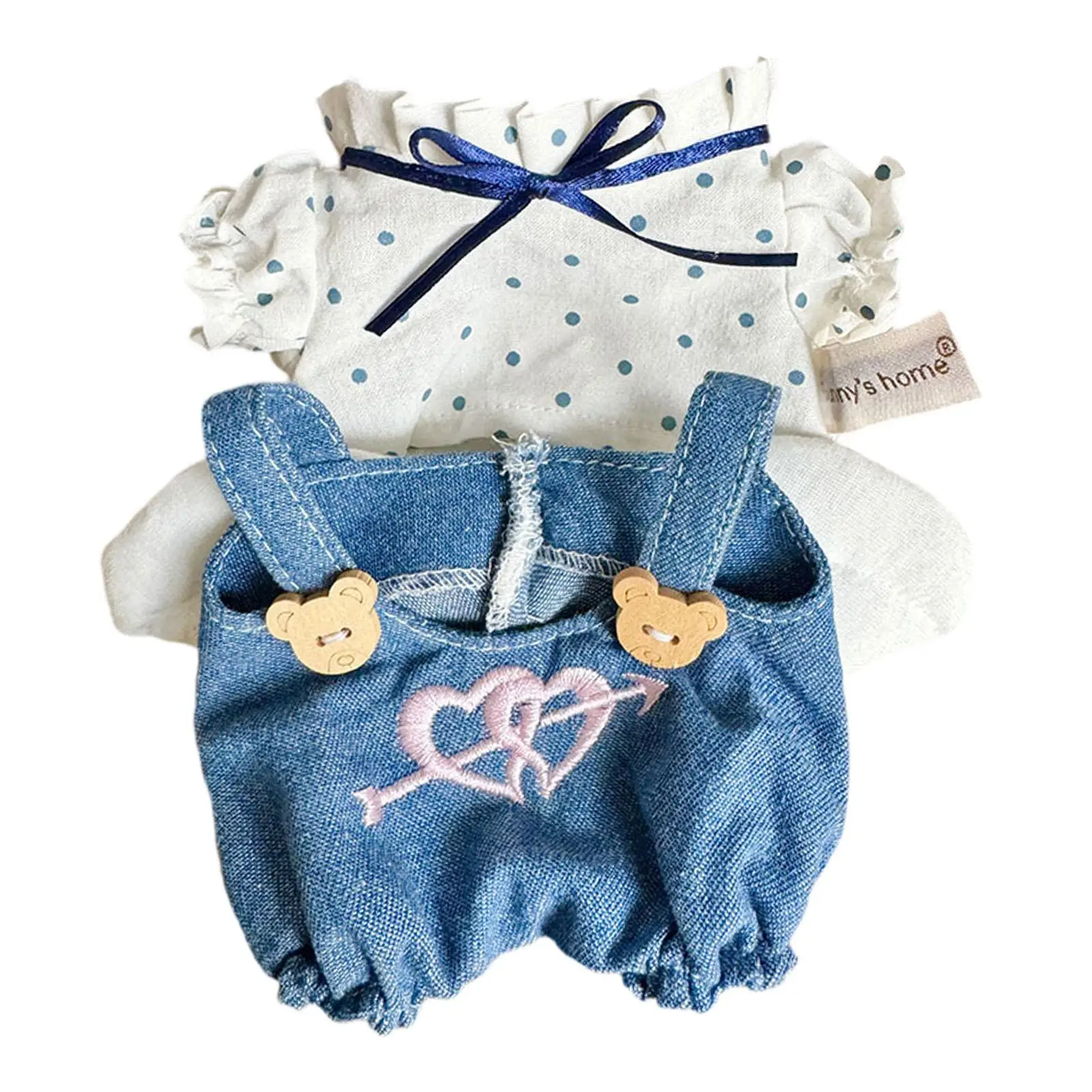 2Pcs Doll Clothes Accs Casual Outfits for 15cm Plush Duck Dolls Dress up