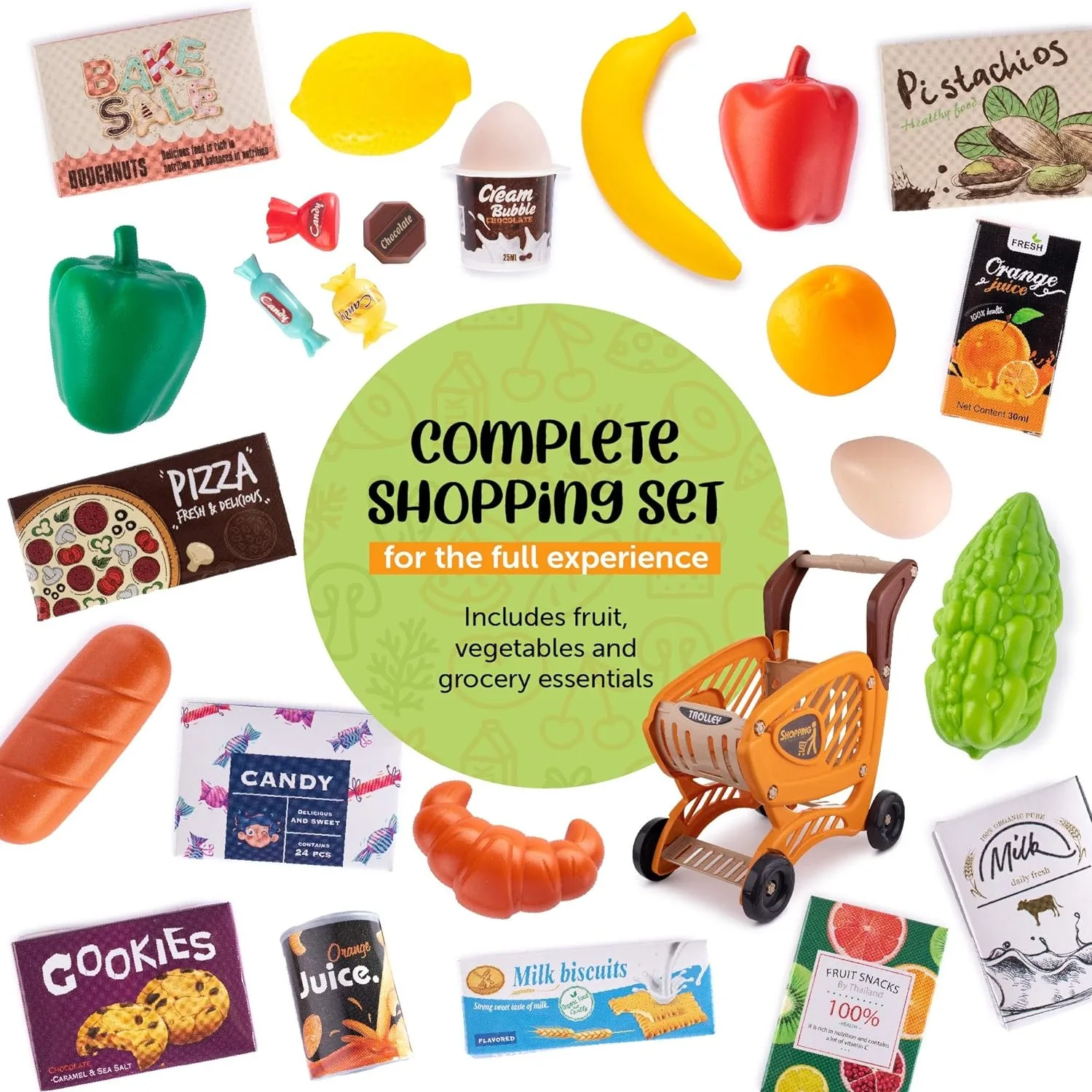Carrito de la compra para niños – Juguete simulador con frutas - imagen 2