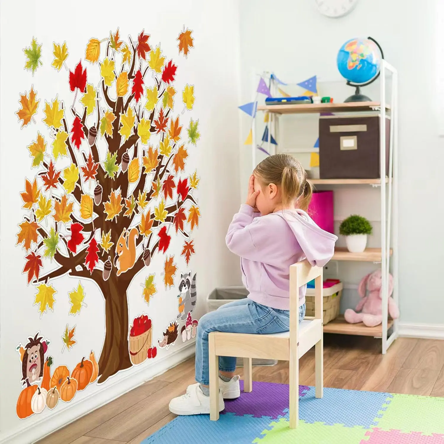 Árbol de otoño, decoración de tablón de anuncios para aula, calabaza, hojas de arce, recortes de tablón de anuncios para pizarra escolar, decoración de pared del hogar - imagen 5
