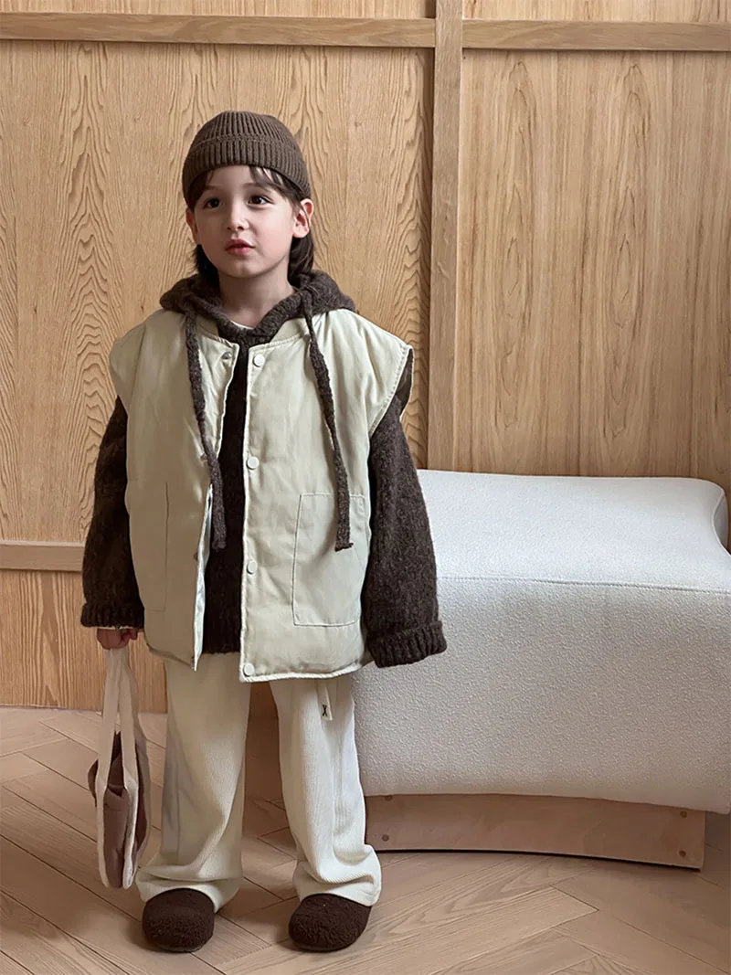 MILANCEL nuevo chaleco de invierno para niños 2-7T Color sólido cálido chaqueta sin mangas para niñas chaleco acolchado de lana para niños coreanos - imagen 5