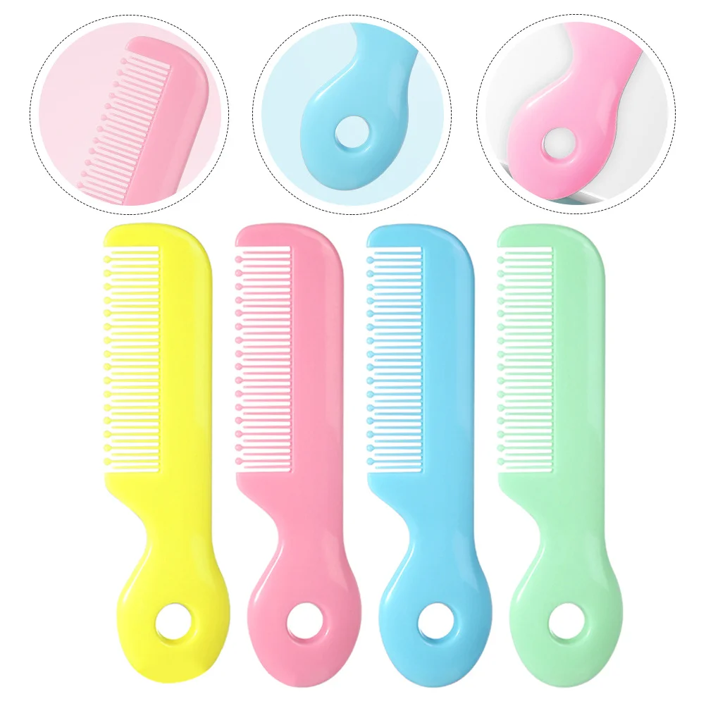 4 Uds peine para bebé dientes redondos de seguridad pelo para niños pequeños desenredante cepillo de pelo juego de limpieza peine para bebé cepillo de pelo infantil