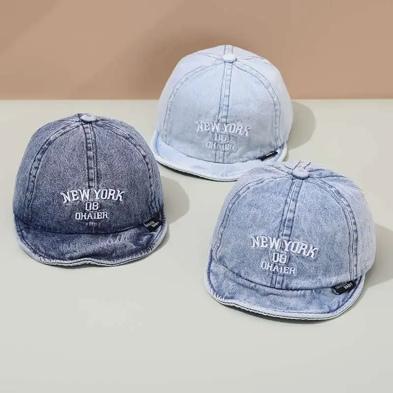 Gorra de béisbol coreana para bebé, moda coreana, sombreros azules de mezclilla para niños y niñas, gorra de pico para niños pequeños, sombreros de sombrilla para viajes al aire libre - imagen 2