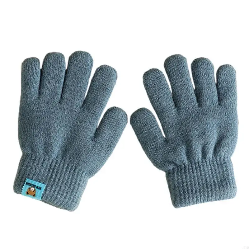 D7YD Guantes doble capa para niños, ropa mano acogedora para otoño/invierno, cálida para niños pequeños - imagen 2