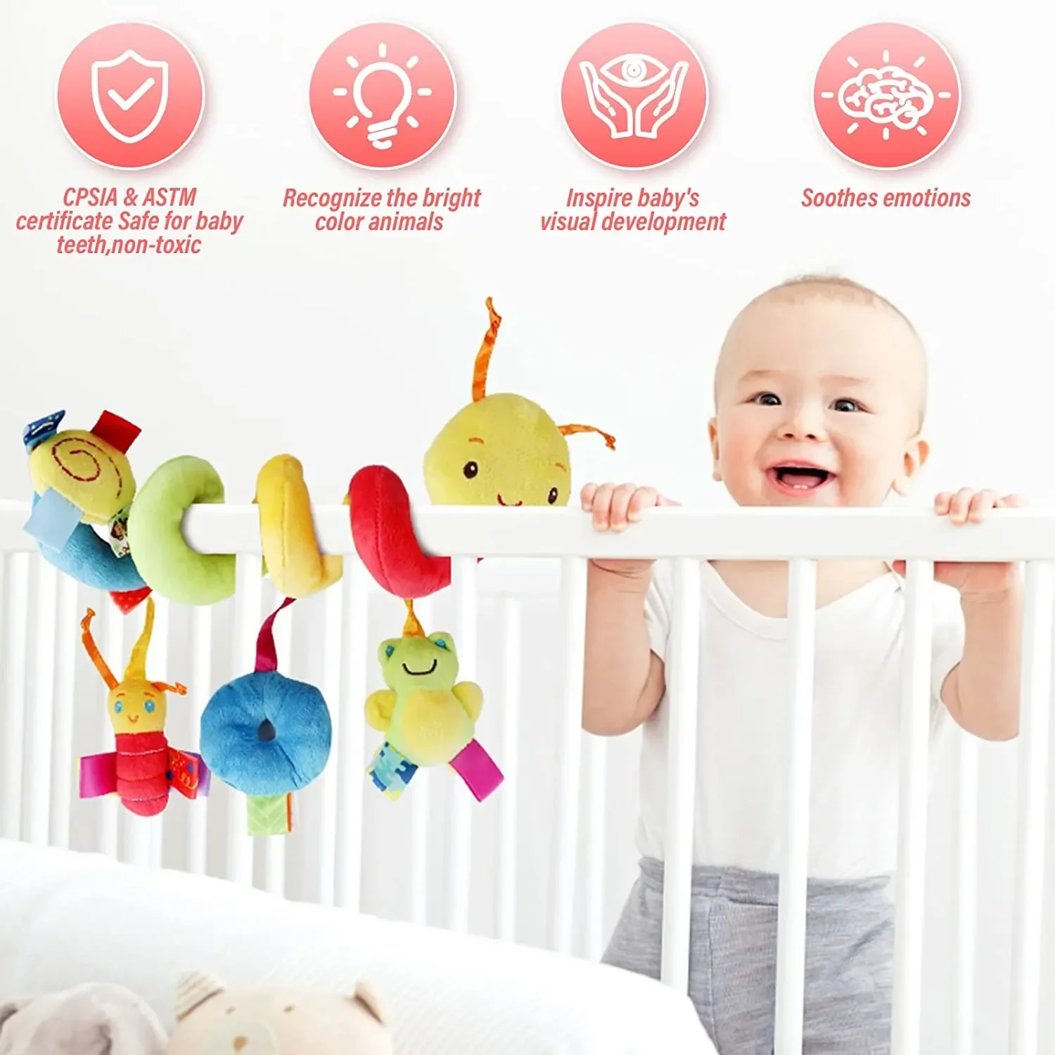 Nuevo cochecito de cama suave para cuna infantil, juguete espiral para bebé, asiento de coche para recién nacidos, sonajeros educativos, toalla para bebé, juguetes para bebé de 0 a 12 meses - imagen 2