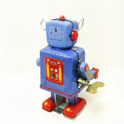 [Divertido] colección de mecanismo de relojería Retro, banda de estaño para caminar de Metal, juego de tambor gong, robot, juguete mecánico, regalo de Navidad para niños