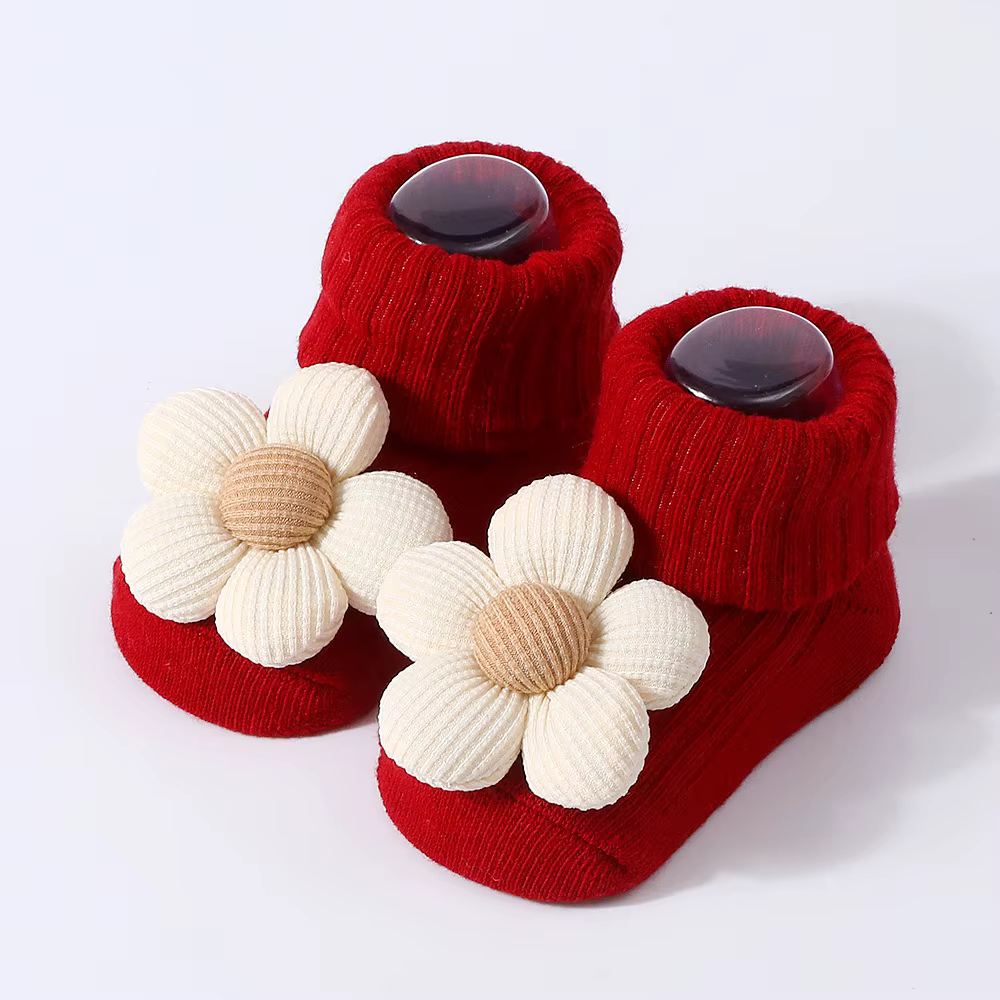 Calcetines bebé flores 3D suaves para recién nacidos – Primavera - imagen 5