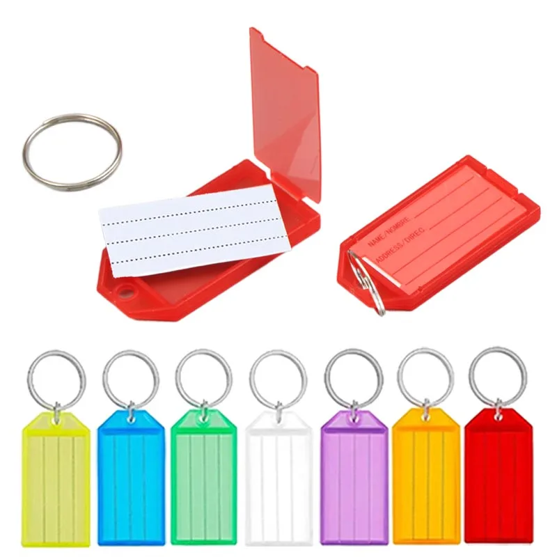  ﻿ 10/20/50 Uds llavero etiquetas para llaves etiqueta con anillo dividido plástico colorido para DIY nombre numerado etiqueta de equipaje etiqueta de identificación etiquetas de nombre Tmz