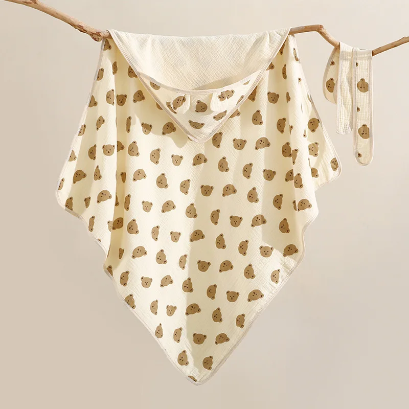 Toalla con capucha para bebé de algodón – Suave diseño oso - imagen 3