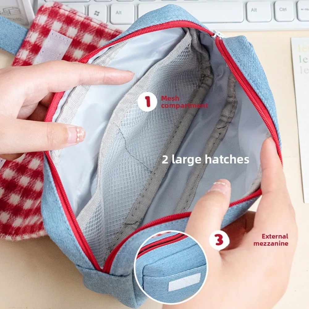 Estuche para lápices Sweet Grid, organizador de papelería con cremallera de gran capacidad, organizador de papelería portátil, organizador de bolígrafos, suministros escolares - imagen 5