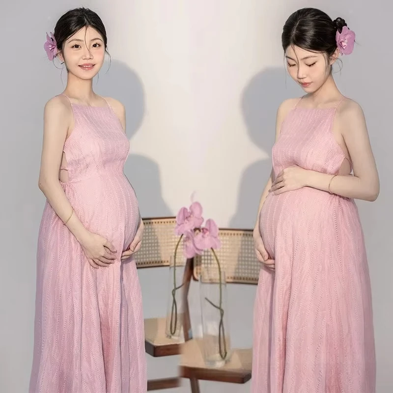 Vestido premamá sin mangas elegante para fotos de maternidad