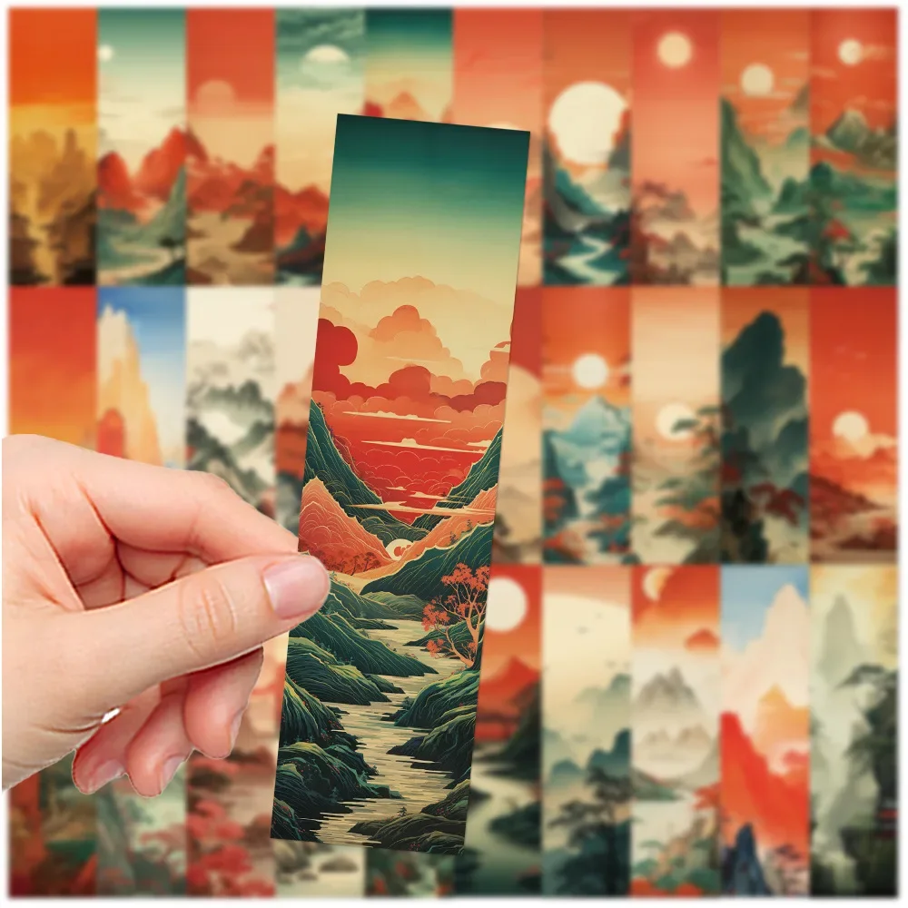 30 Uds. Marcapáginas de estilo antiguo de lago y montaña, decoración artesanal, tarjeta de pintura de paisaje chino, tarjeta de anotación de libro de lectura - imagen 2