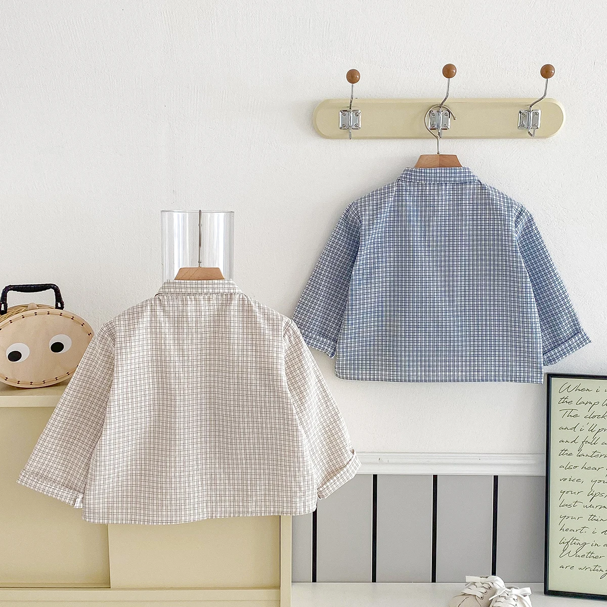 Camisa a cuadros vintage de algodón para niño manga larga - imagen 3