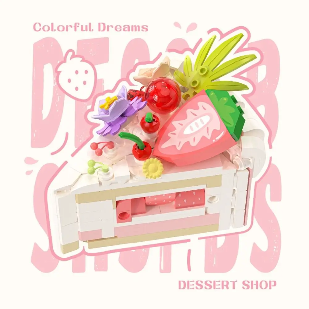 Bloques de construcción con patrón de postre, modelo de pastel dulce de plástico, juguete de ensamblaje DIY, juguete educativo, juguete de ladrillo de construcción, regalos de vacaciones - imagen 2