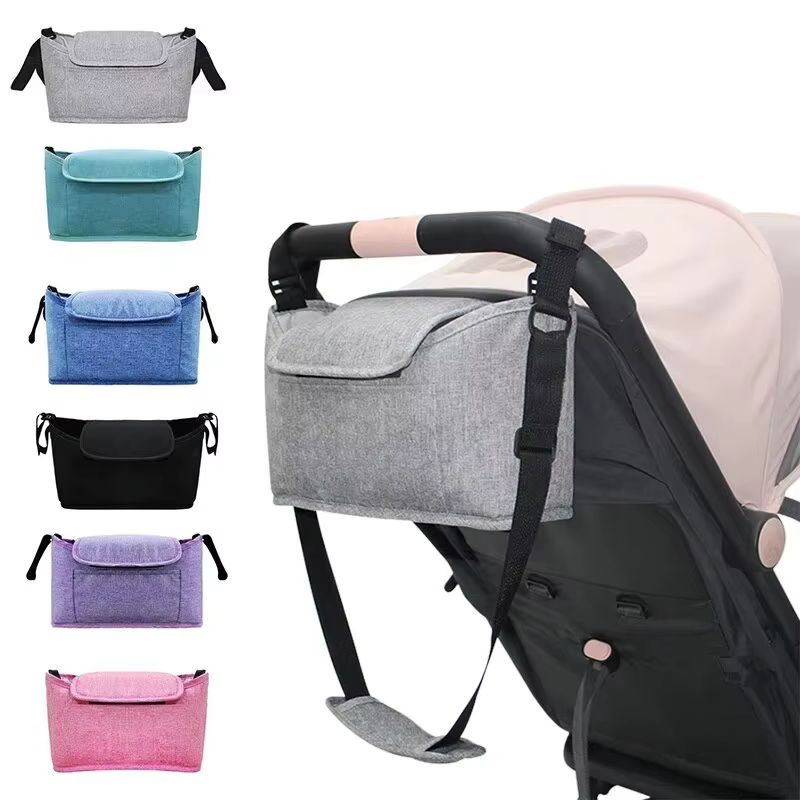 Organizador de cochecito grande con bolsa y portavasos para biberones