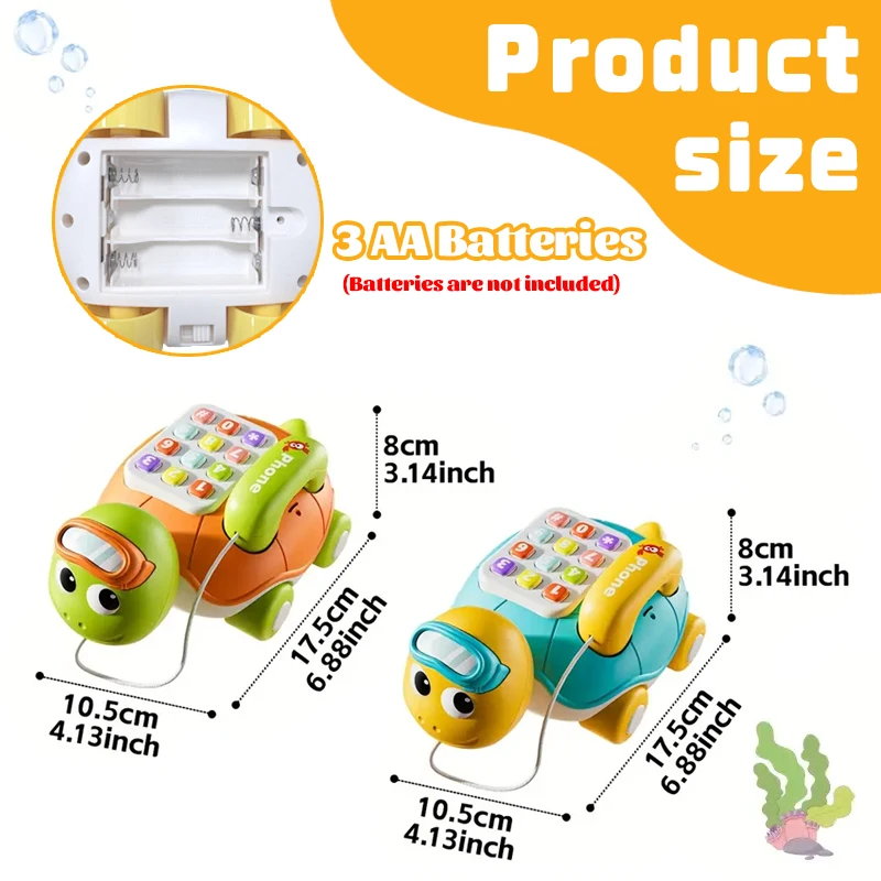 Tortuga Musical para gatear, juguetes para bebés de 6M +, juguete educativo multifunción de simulación musical, teléfono para gatear - imagen 3