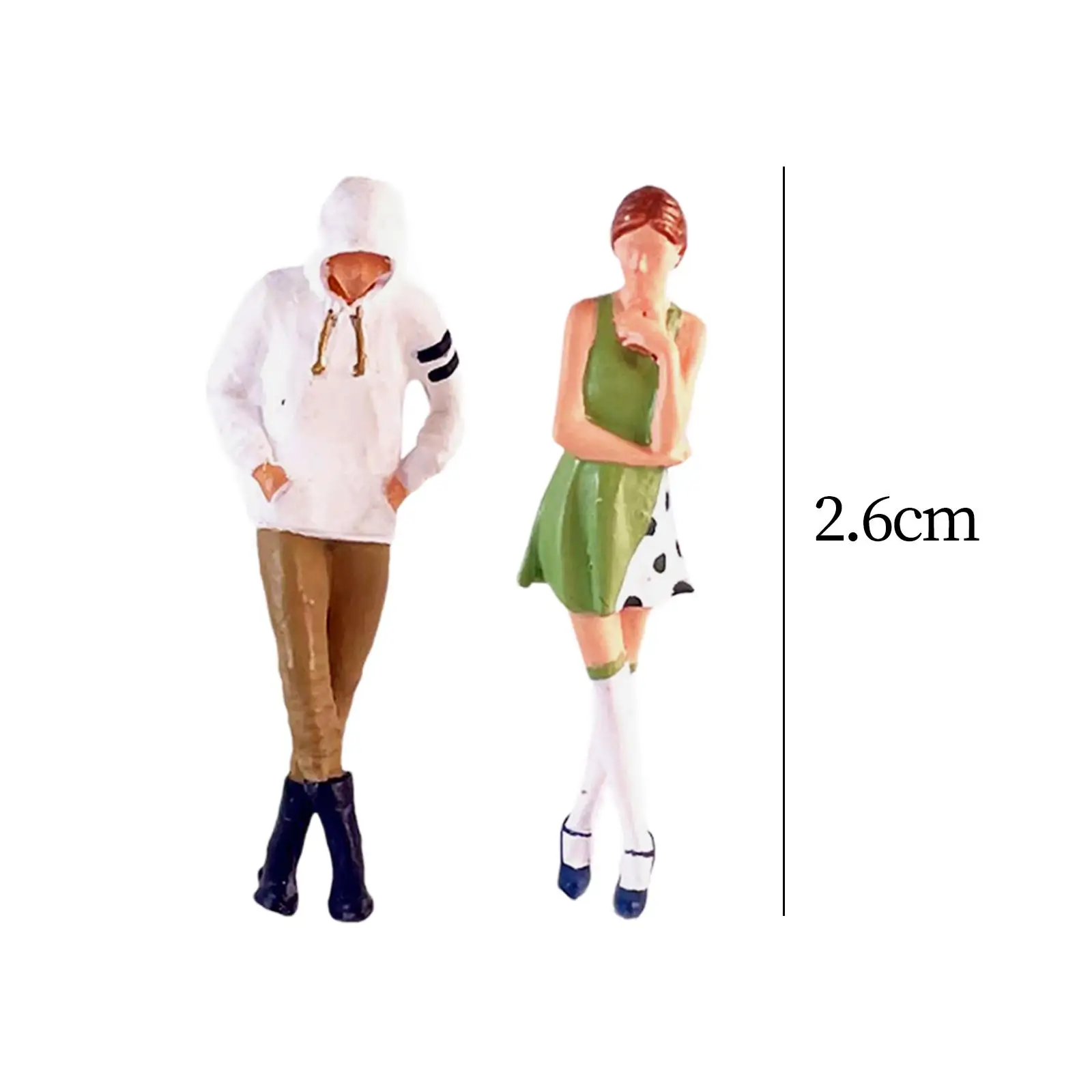 2Pcs 1:64 Girl and Boy Figures Dating Scene Tiny People for Building Kits Desktop Ornament Micro Landscape Sand Table Layout
