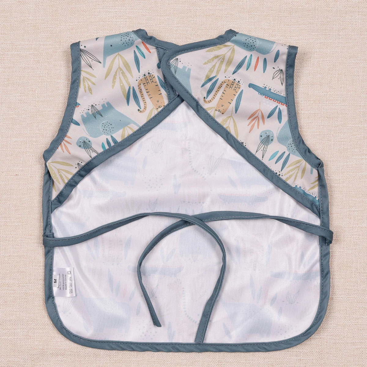 HappyFlute, 1 pieza, tamaño grande, bolsillo, estampado animal natural, sin mangas, gancho y bucle + correa, babero para alimentación de bebé, fácil de limpiar - imagen 4