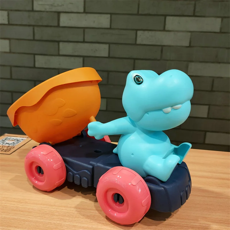 Juego de coches de juguete de playa para niños, pala, excavación de arena, juego de playa al aire libre, juego de camión volquete de dinosaurio, 7 Uds. - imagen 5