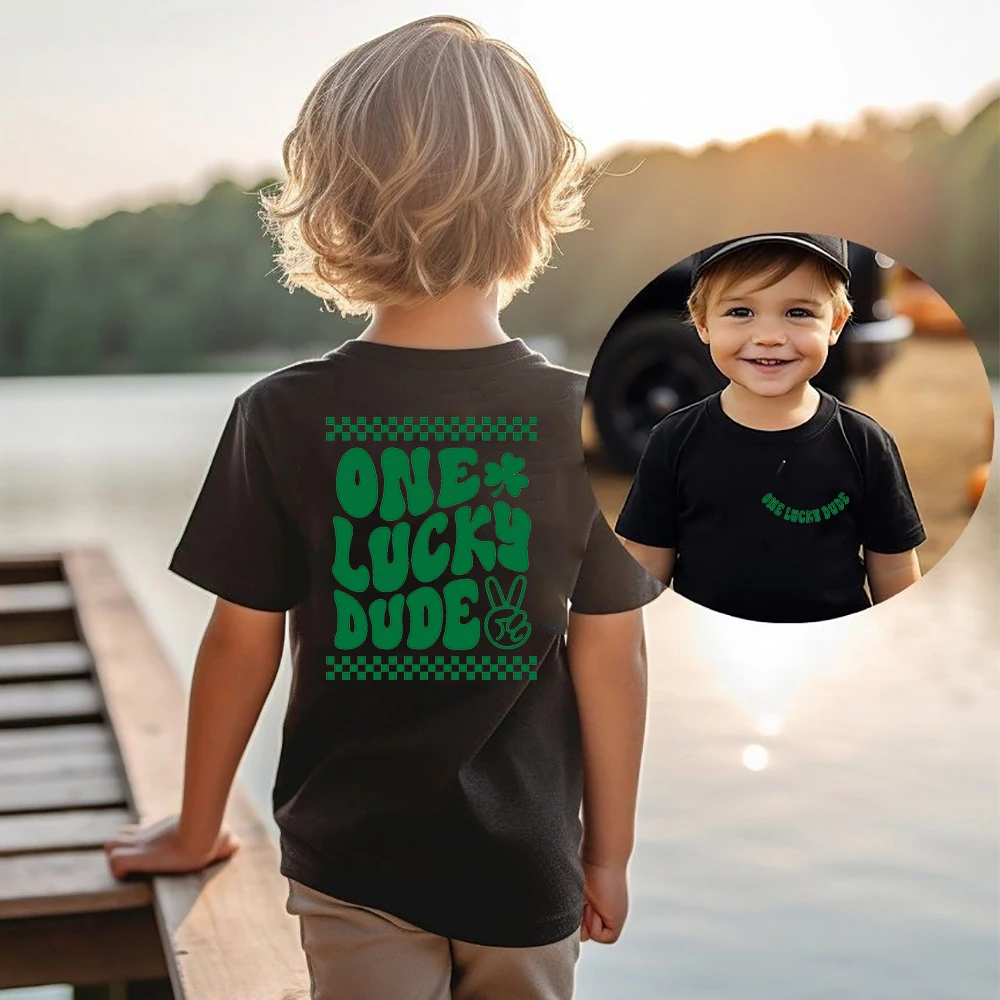 Camiseta Lucky Little Dude para niños y niñas, camiseta del Día de San Patty, camiseta de St Pats, camiseta irlandesa para niños pequeños, camisetas de trébol de la suerte - imagen 4
